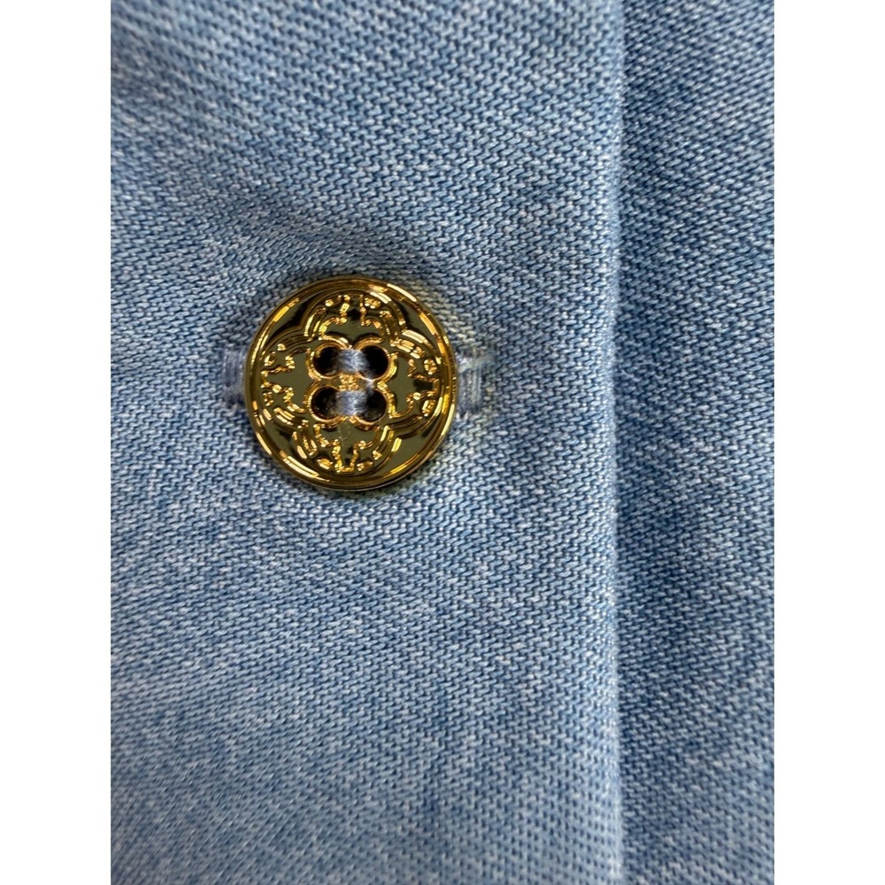 C. Wonder Ruffle Front Blouse 16W Chambray Denim Button Down Modern Elegant Chic - Picture 8 of 15